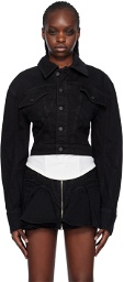 Mugler Black Cropped Denim Jacket