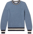 Brunello Cucinelli - Contrast-Trimmed Mélange Cotton-Blend Sweater - Men - Blue