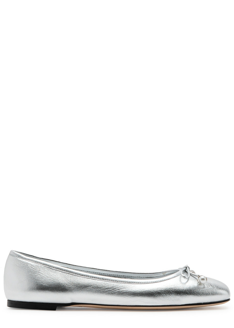 Jimmy Choo Elme Metallic Leather Ballet Flats Silver Jimmy Choo