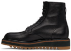 Dries Van Noten Black Grained Leather Lace-Up Boots