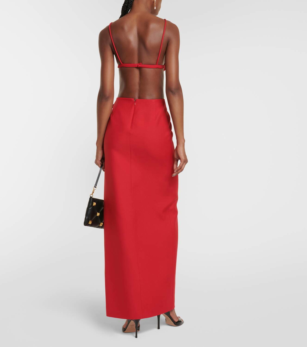 Valentino Floral-appliqué Crêpe Couture maxi skirt Valentino