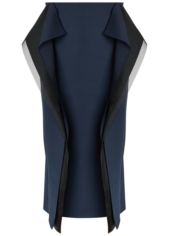 Photo: A.W.A.K.E Mode Panelled Stretch-wool Midi Skirt Navy