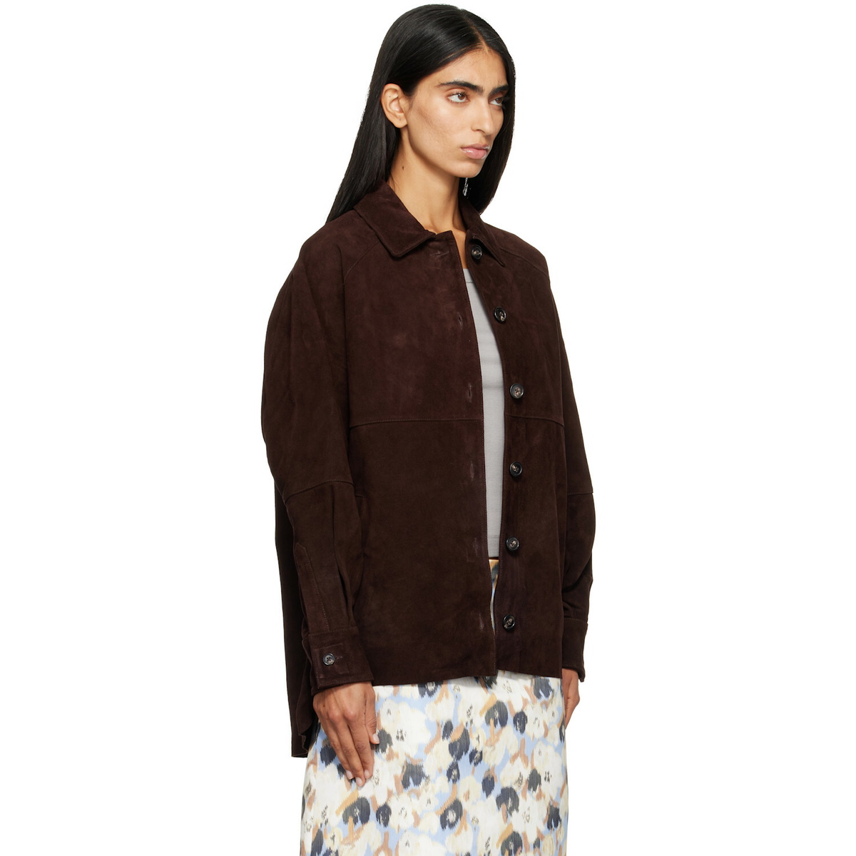 Staud Brown Josette Suede Shirt
