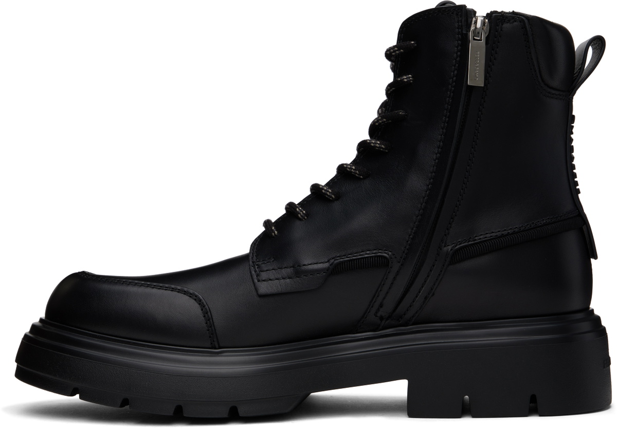 Ferragamo Black Maxi-Tongue Combat Boots Salvatore Ferragamo display picture 3