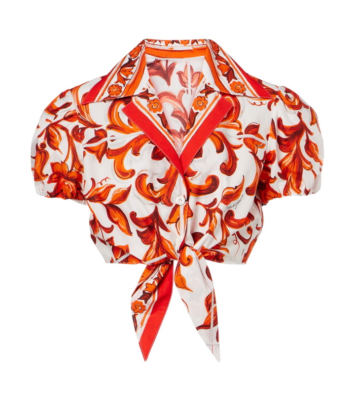 Photo: Dolce&Gabbana Majolica cropped cotton poplin blouse