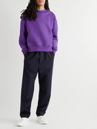 AMI PARIS - Logo-Embroidered Cotton-Blend Jersey Sweatshirt - Purple