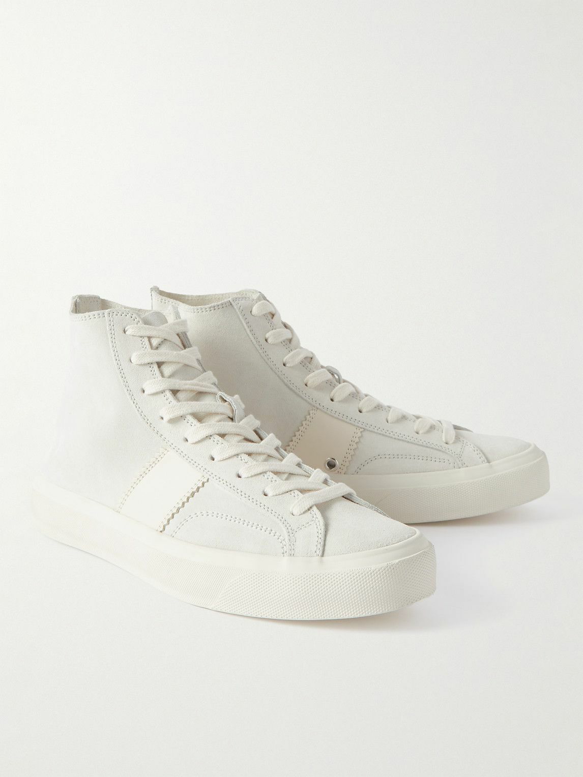 TOM FORD - Cambridge Leaher-Trimmed Suede High-Top Sneakers - White TOM ...