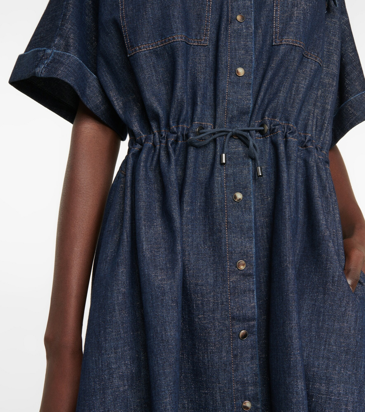 aje mini denim dress Juno | Coastal Wash nuuly's black tie edit 26 Collection Noa Denim Mini Dress Size:US 26W