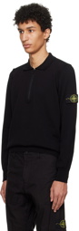 Stone Island Black Rolled Edge Polo