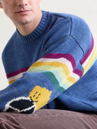 KAPITAL - Peckish Rainbow Striped Cotton and Wool-Blend Sweater - Blue