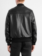 Golden Bear - The Ridgewood Knit Trimmed Leather Bomber Jacket - Black