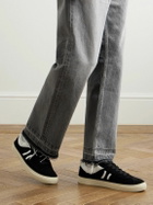 CELINE - Logo-Print Leather-Trimmed Suede Sneakers - Black