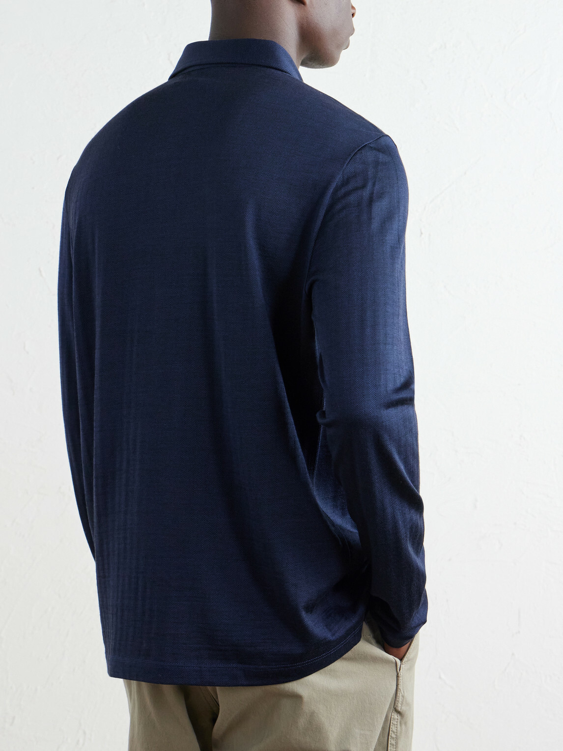 Brioni - Wool and Silk-Blend Polo Shirt - Blue
