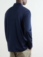 Brioni - Wool and Silk-Blend Polo Shirt - Blue