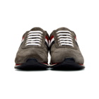 Thom Browne Grey Suede Stripe Sneakers