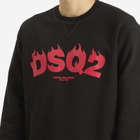 Dsquared2 Men's Flames Logo Cool Fit Crew Sweat in Black