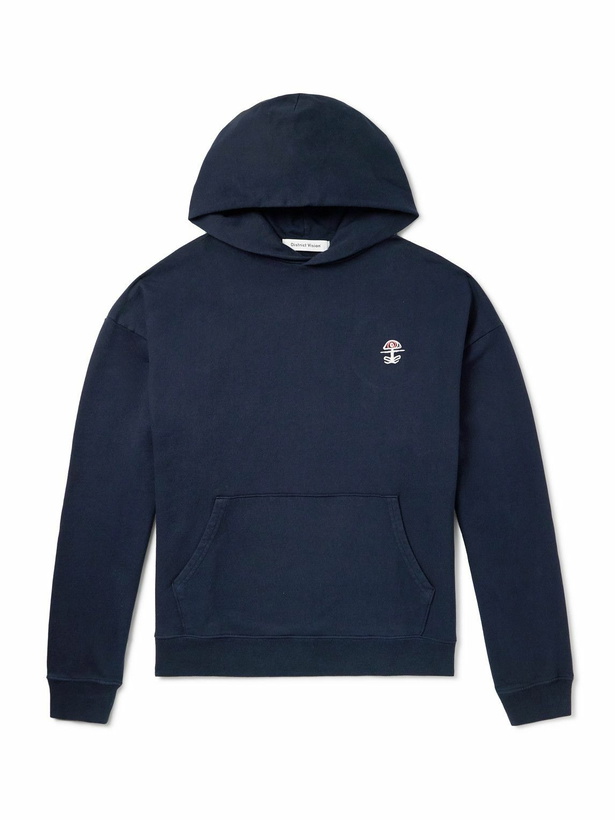 Photo: DISTRICT VISION - California Logo-Embroidered Stone-Washed Cotton-Jersey Hoodie - Blue