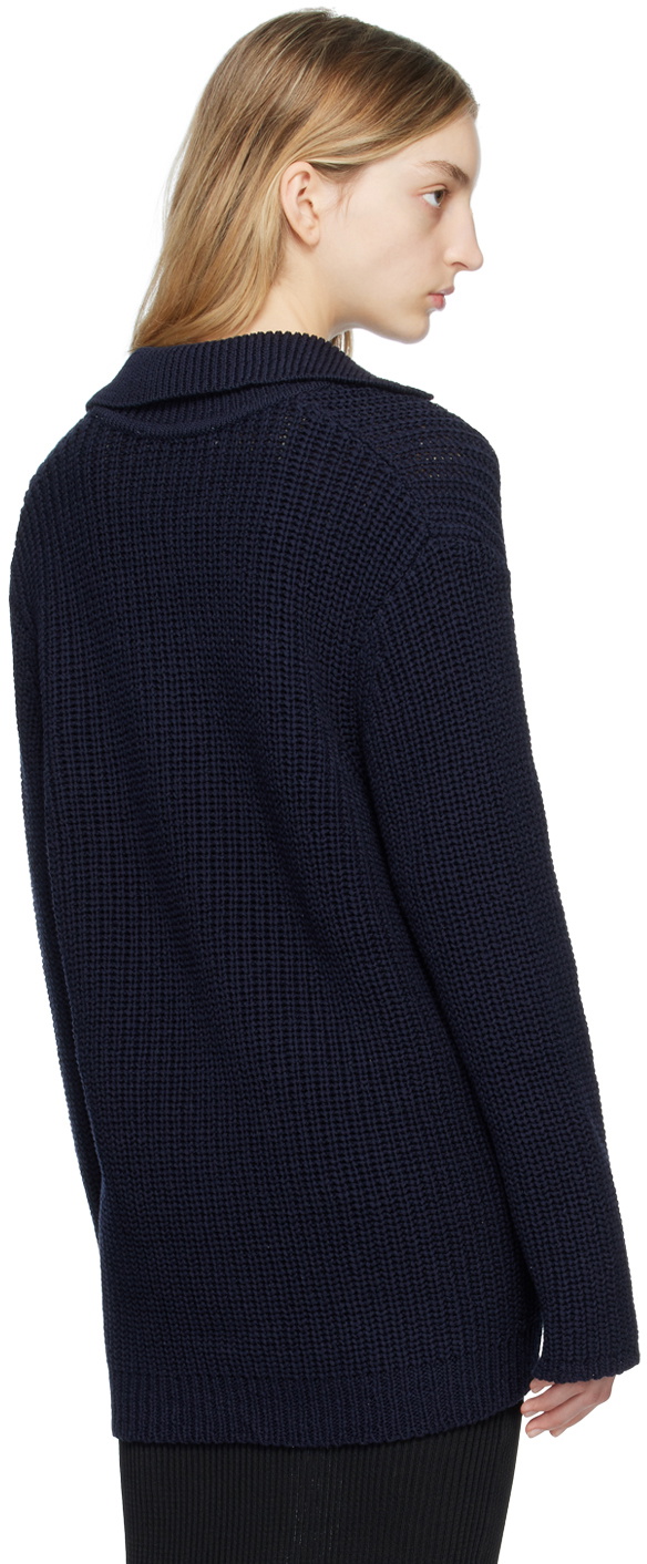 Our Legacy Navy Spread Collar Sweater Our Legacy