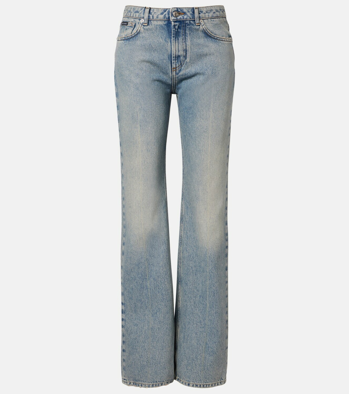 Dolce&Gabbana Leather-trimmed straight jeans