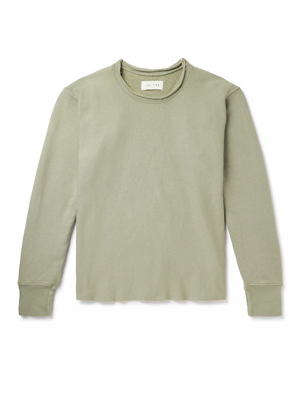 Photo: Les Tien - Distressed Cotton-Jersey Sweatshirt - Green