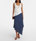 Victoria Beckham Draped knitted cotton-blend midi skirt
