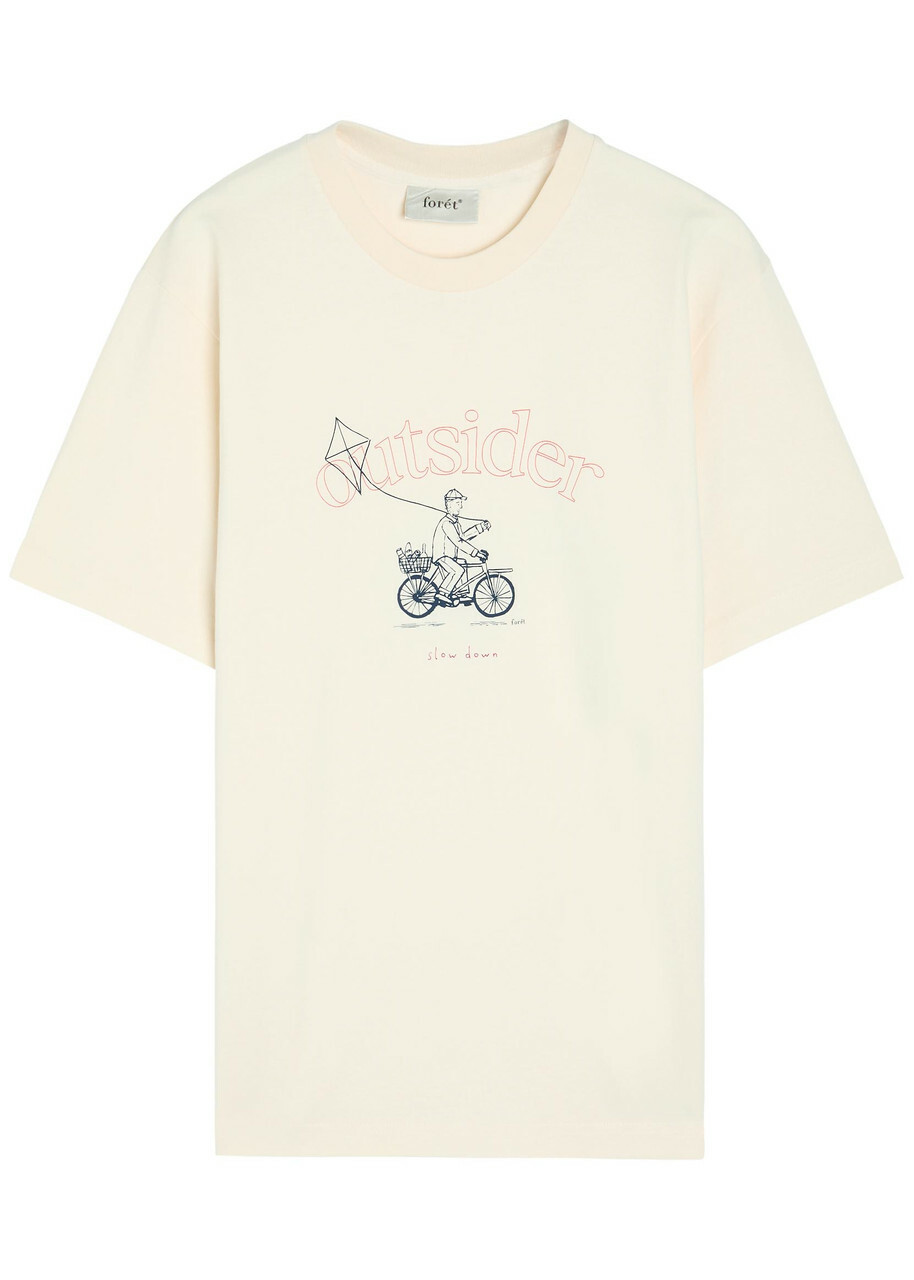 Forét Printed Cotton T-shirt Beige