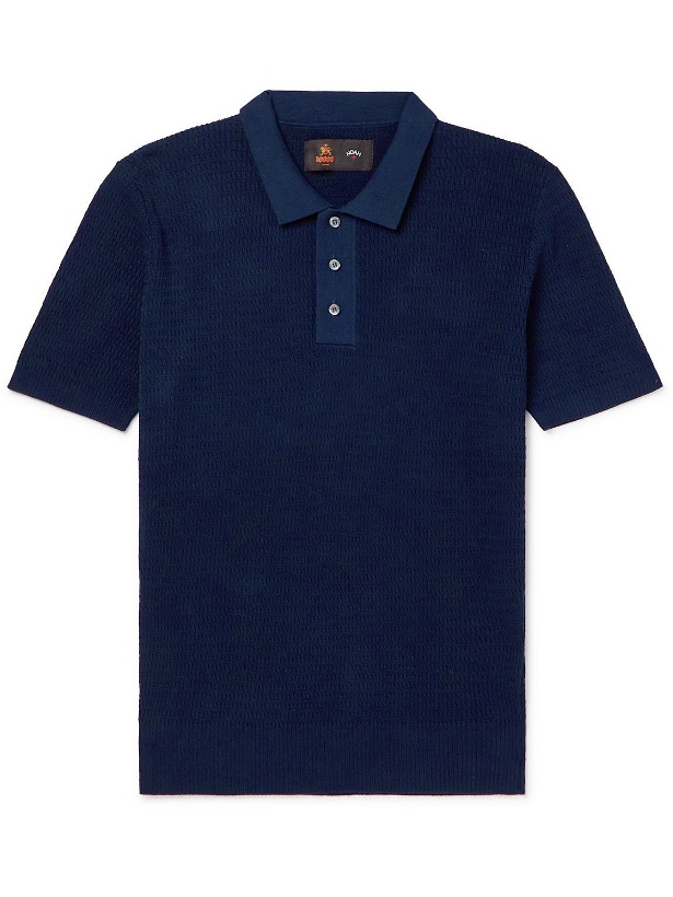 Photo: Baracuta - Noah Knitted Cotton Polo Shirt - Blue