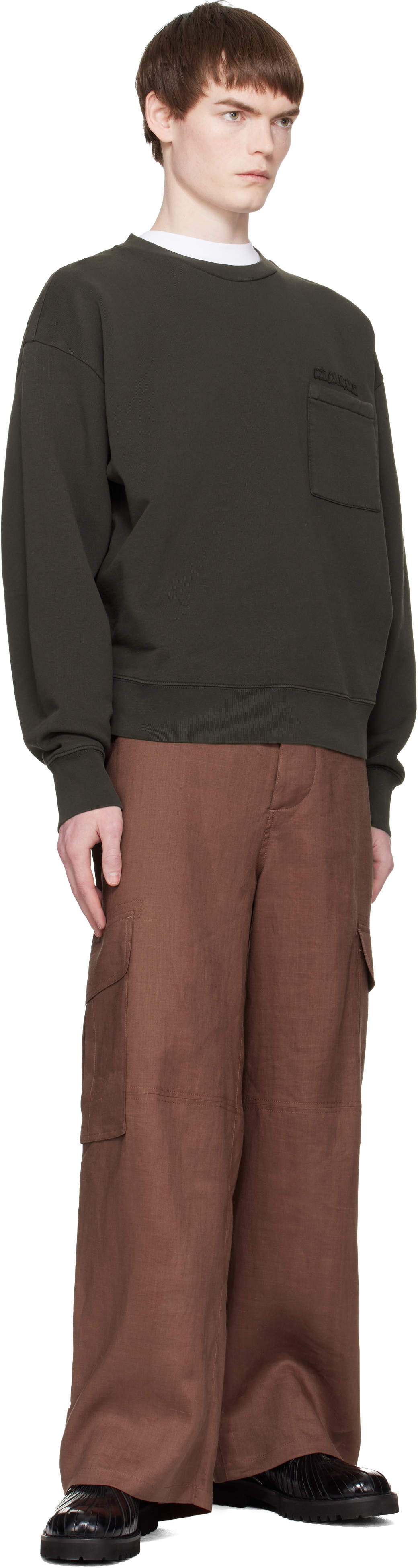 Marni Brown Marni Wave Logo Ramie Cargo Pants
