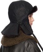 LEMAIRE Black Shearling Chapka Reversible Cap