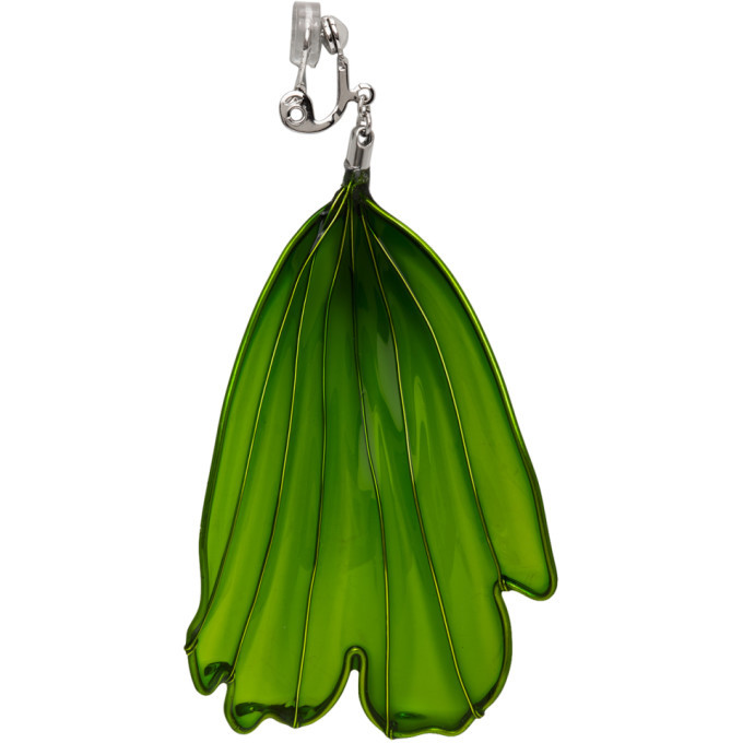 Toga Green Art Petal Drop Earrings Toga Pulla