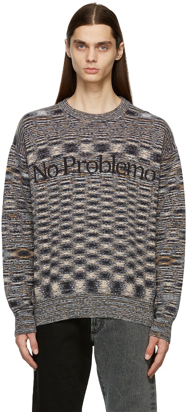 Photo: Aries Navy & Orange Space Dye 'No Problemo' Sweater