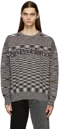 Aries Navy & Orange Space Dye 'No Problemo' Sweater