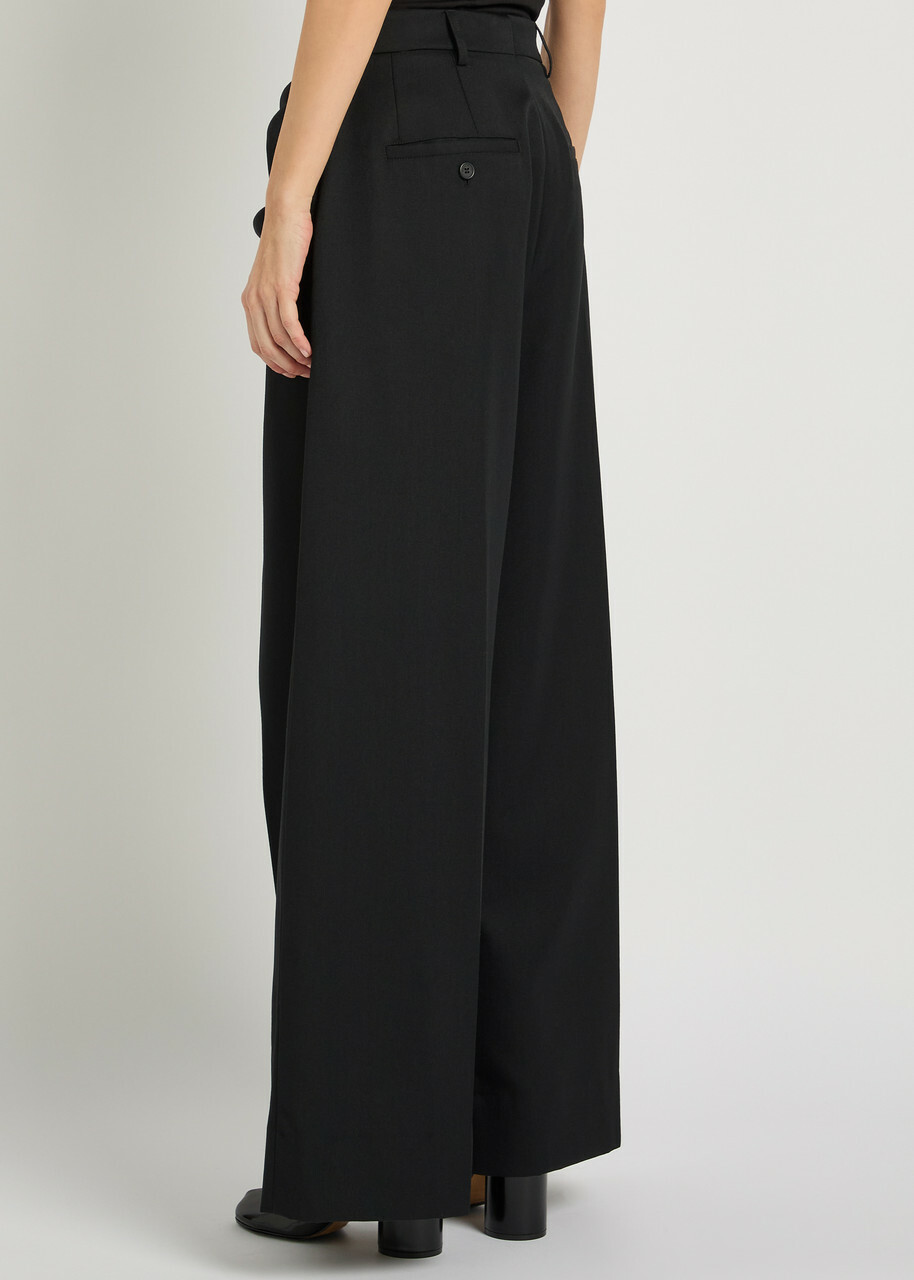 Simone Rocha Draped Wide-leg Gabardine Trousers Black