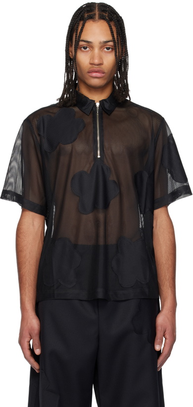 Photo: FORMA Black Flower Patches SS Zip Polo