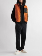 Stussy - Logo-Embroidered Shell-Panelled Faux Shearling Gilet - Orange