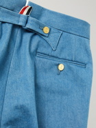 Thom Browne - Stripe-Trimmed Denim Trousers - Blue