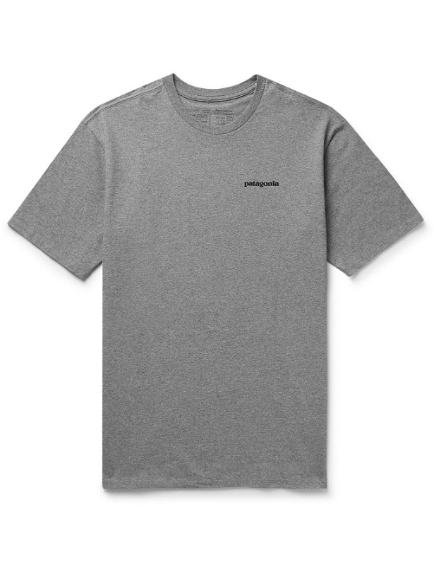 Photo: Patagonia - P-6 Logo Responsibili-Tee Printed Recycled Cotton-Blend Jersey T-Shirt - Gray