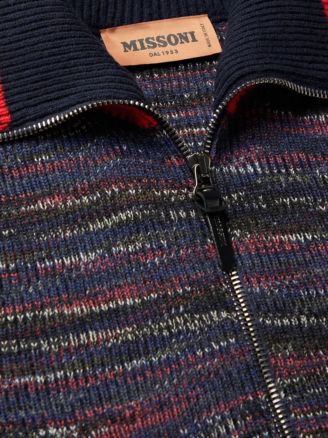 Missoni - Slim-Fit Space-Dyed Ribbed-Knit Wool Zip-Up Cardigan 
