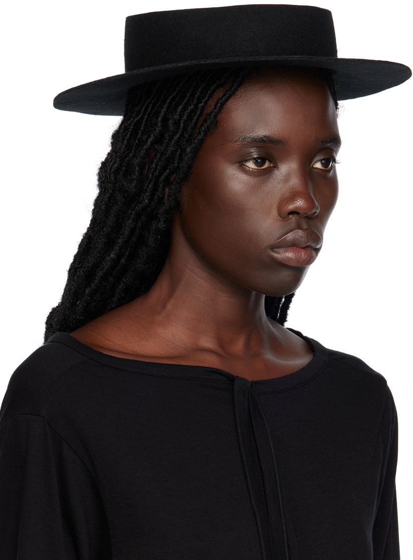 Yohji Yamamoto Black Open Panama Hat