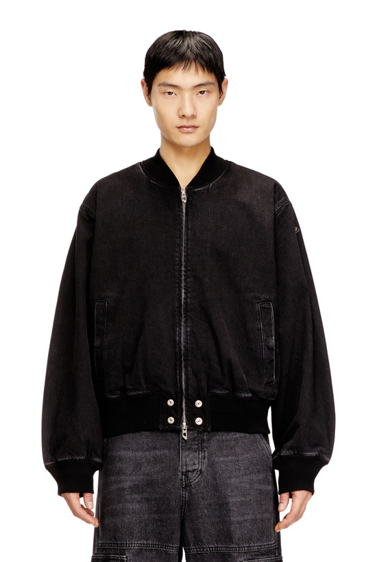 Photo: Diesel Bomber jacket in denim - Denim Jackets - Unisex - Black