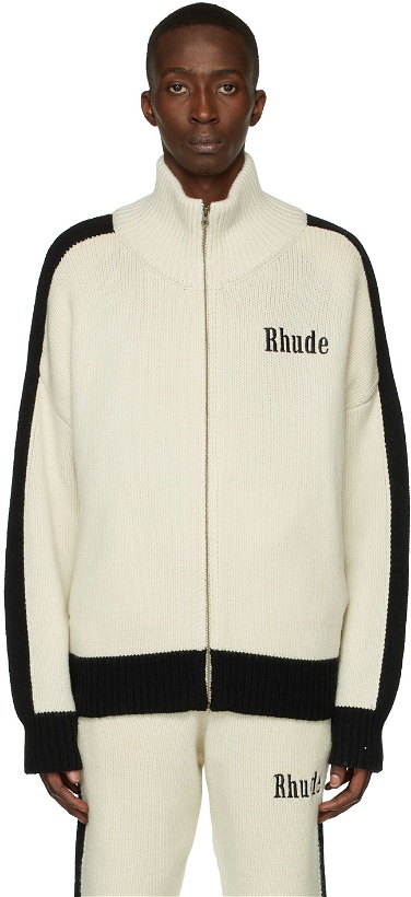 Photo: Rhude Off-White Knit Track Jacket