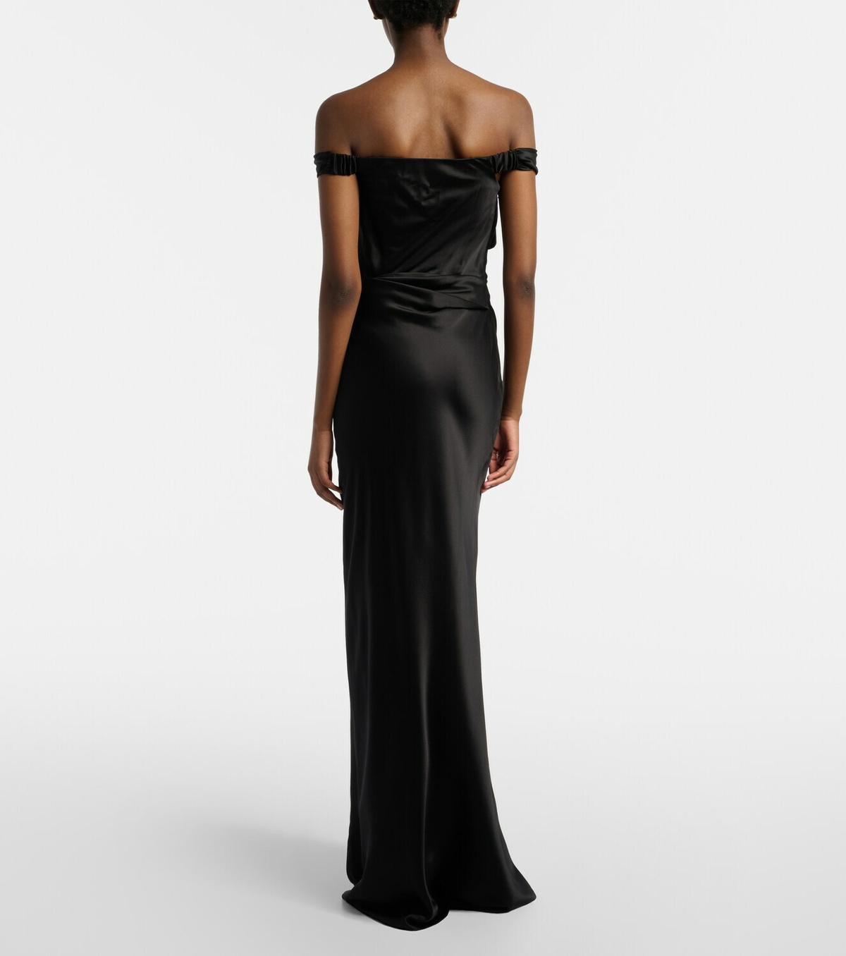 The Sei Bardot off-shoulder silk charmeuse gown