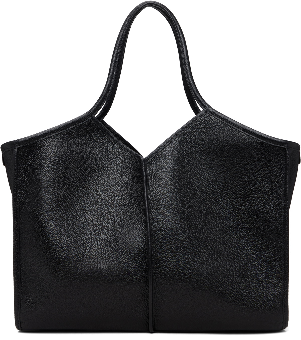 HEREU Black Calella Squared Medium Grainy Tote