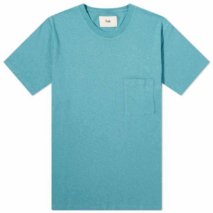 Photo: Folk Men's Pocket Nep Assembly T-Shirt in Ocean Blue
