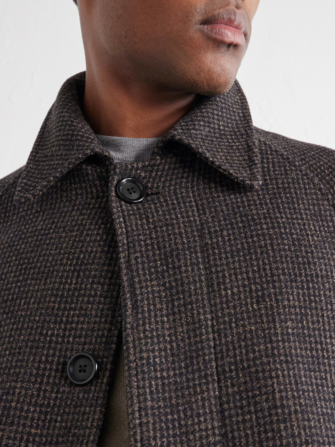 Oliver Spencer - Lothian Houndstooth Tweed Coat - Brown