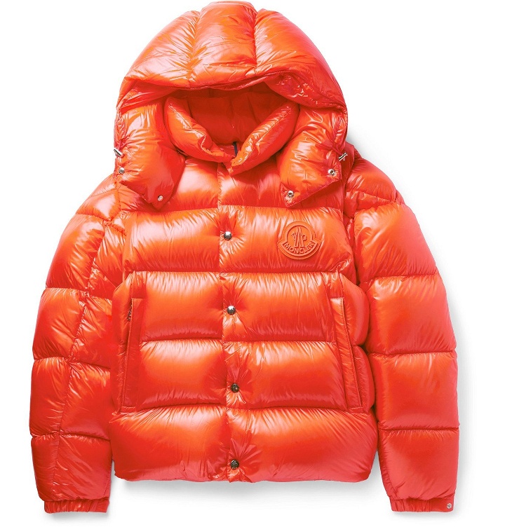 Photo: Moncler - Tarnos Slim-Fit Logo-Appliquéd Quilted Nylon-Shell Hooded Down Jacket - Orange