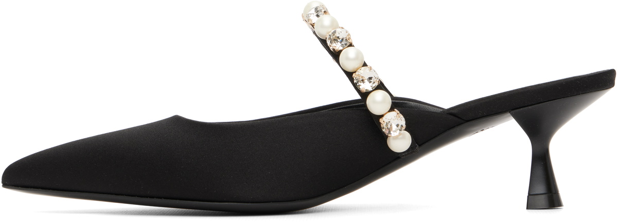 Stella McCartney Black Elsa Pearl-Embellished Kitten Heels