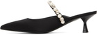 Stella McCartney Black Elsa Pearl-Embellished Kitten Heels