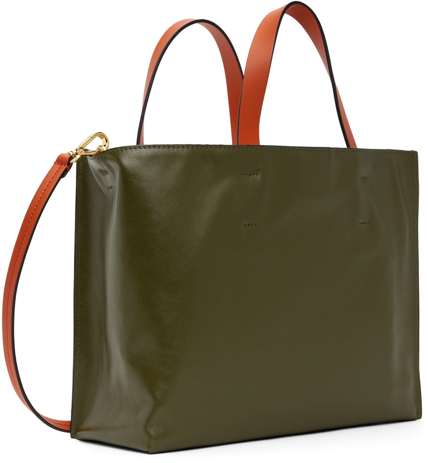 MARNI KHAKI LEATHER SMALL MUSEO HANDBAG