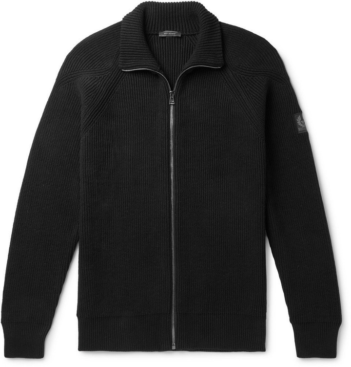 Photo: Belstaff - Slim-Fit Ribbed Cotton Zip-Up Cardigan - Men - Black